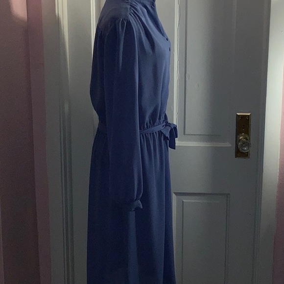 Ms. Chaus vintage blue dress with tie waist - Picture 3 of 6